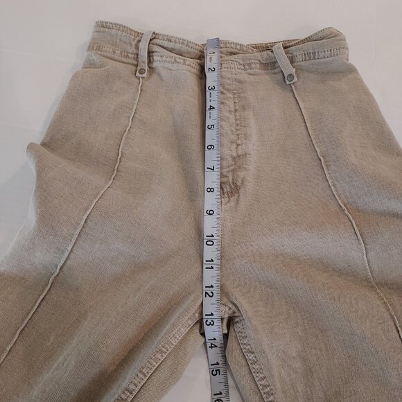 Zara ZW Collection High Waist Wide Leg Tan Jeans Size 6 - Picture 8 of 13